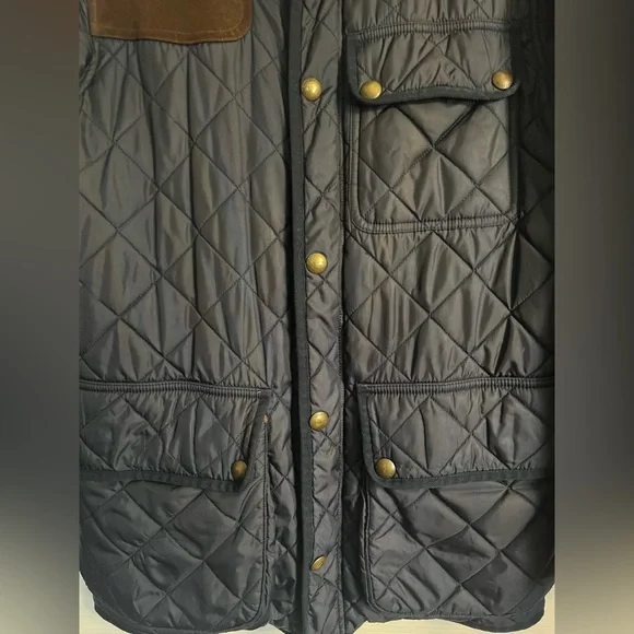 Polo Ralph Lauren Quilted Suede Patch Shooting Hunting Field Barn Jacket Blue- S - Picture 9 of 15